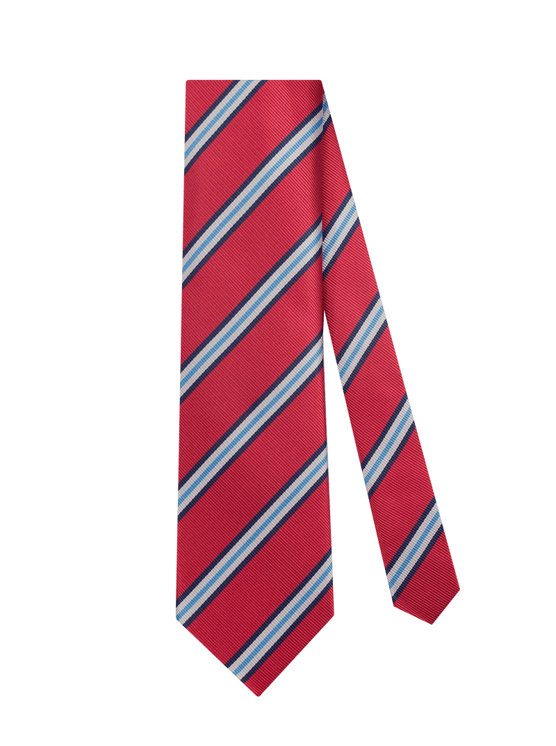 RED W/ BLUE-WHITE STRIPE TIE - edwingjsons