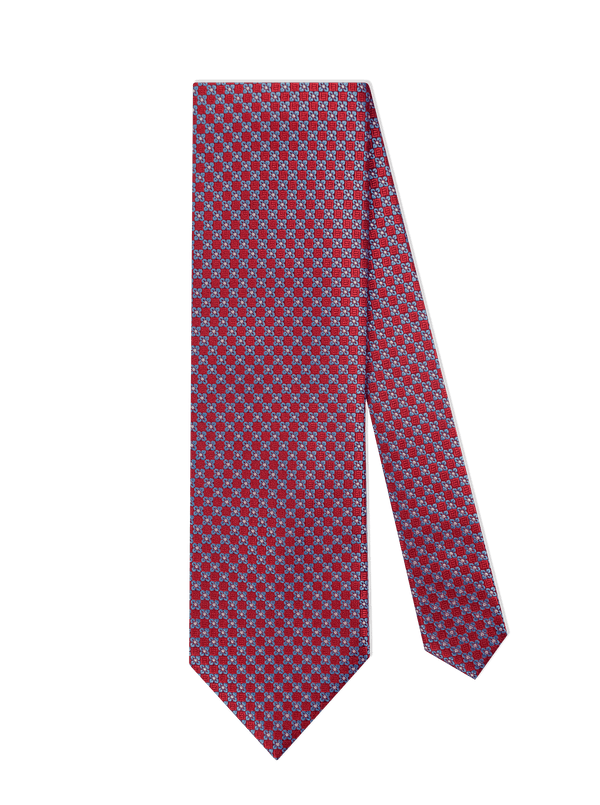 RED W/ BLUE FLOWER TIE - edwingjsons