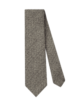 GREY-BROWN WOOL HERRINGBONE TIE - edwingjsons
